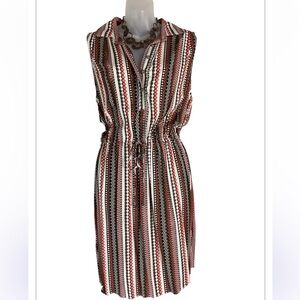 Mandy M Sleevless mini dress NWT size medium fall aztec rayon design vacation